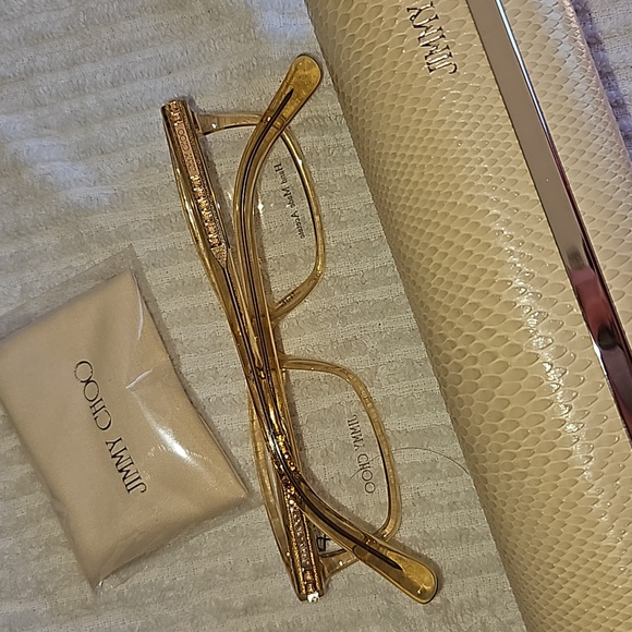 Jimmy Choo NWOT frame w/case and cleaning cloth 59 HAM Salmon color spring hinge - Picture 10 of 10